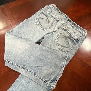 Silver Jeans Co Tia Flare Jeans Womens 31 Light Wash Low Rise Distressed Fair